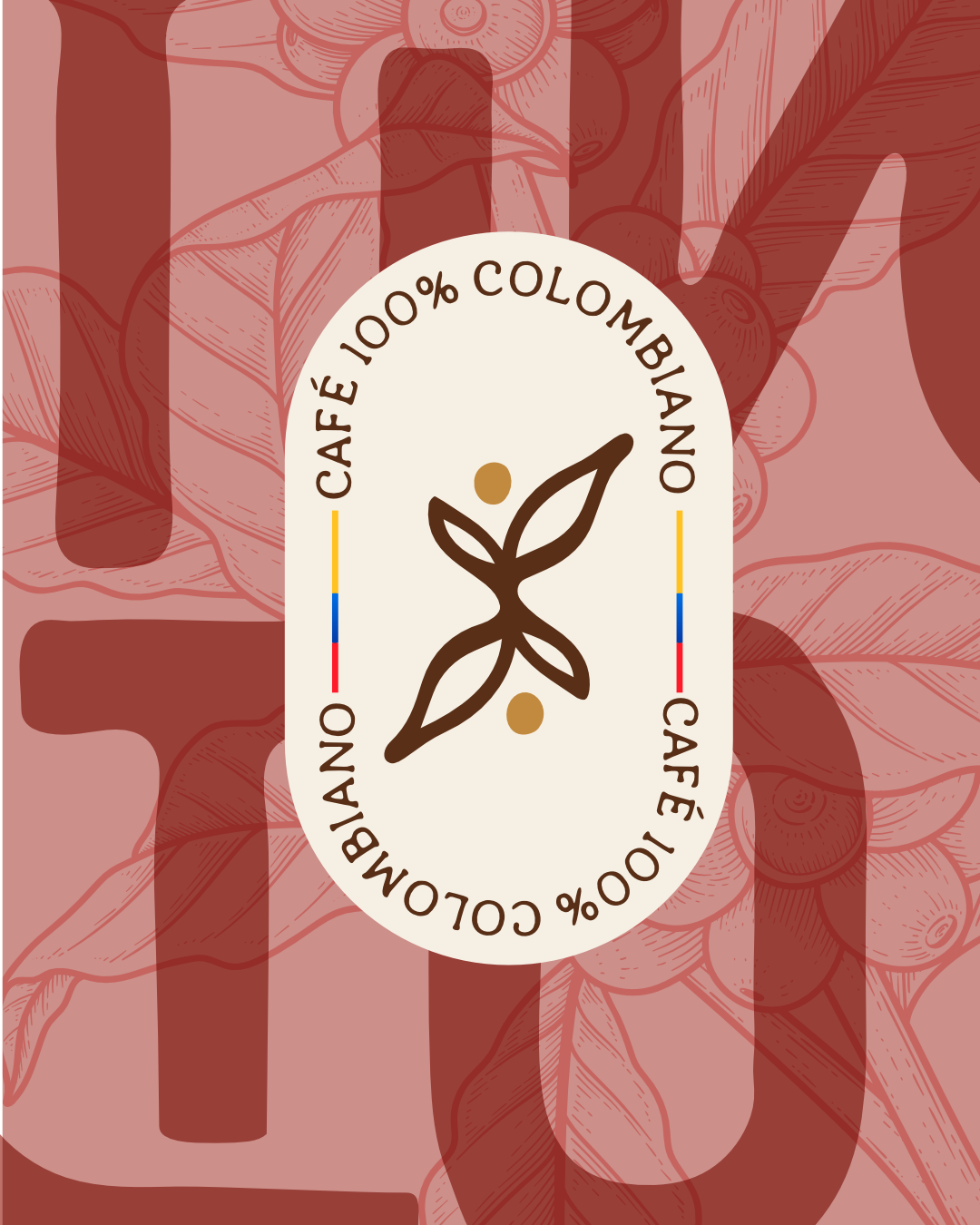 Arte de TiNTO que comunica café 100 % colombiano